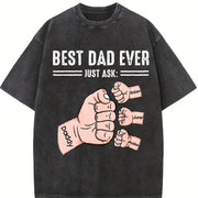 Best Dad Ever Just Ask Fist Bump Vintage Washed T-Shirt in Black