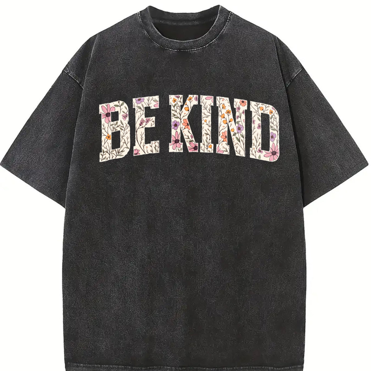 Be Kind Motivational Teacher Vintage Washed T-Shirt in Black