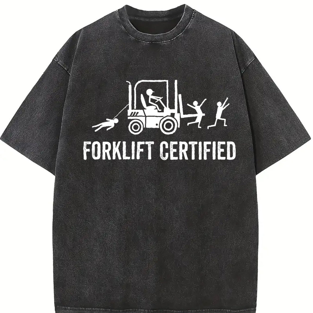 Forklift Certified Vintage Washed T-Shirt in Black