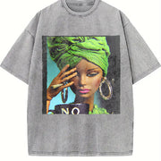 No Mug Headwrap Glam Doll Vintage Washed T-Shirt in Gray