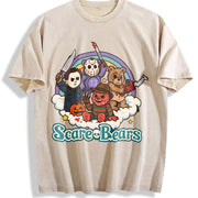 Halloween Scary Care Scare Bears Vintage Washed T-Shirt in Beige