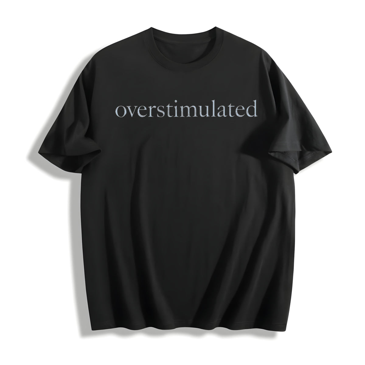 Overstimulated for Mom Cotton T-Shirt in Black
