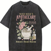 Cute Apothecary Poisons Soft Kawaii Japanese vintage washed oversized T-shirt in Black