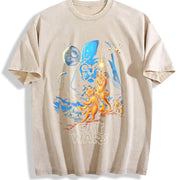 Cat Wars 90s Retro Space Cats ® Vintage Washed T-Shirt in Beige