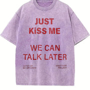 Just Text Tank Milk Sleeveless Vintage Washed T-Shirt in Purple