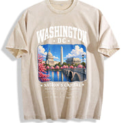 Washington DC Vintage Washed T-Shirt in Beige