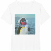 Pingu Penguin at the Beach Cotton T-Shirt in White