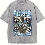 Become Ungovernable Raccoon Vintage Washed T-Shirt in Gray