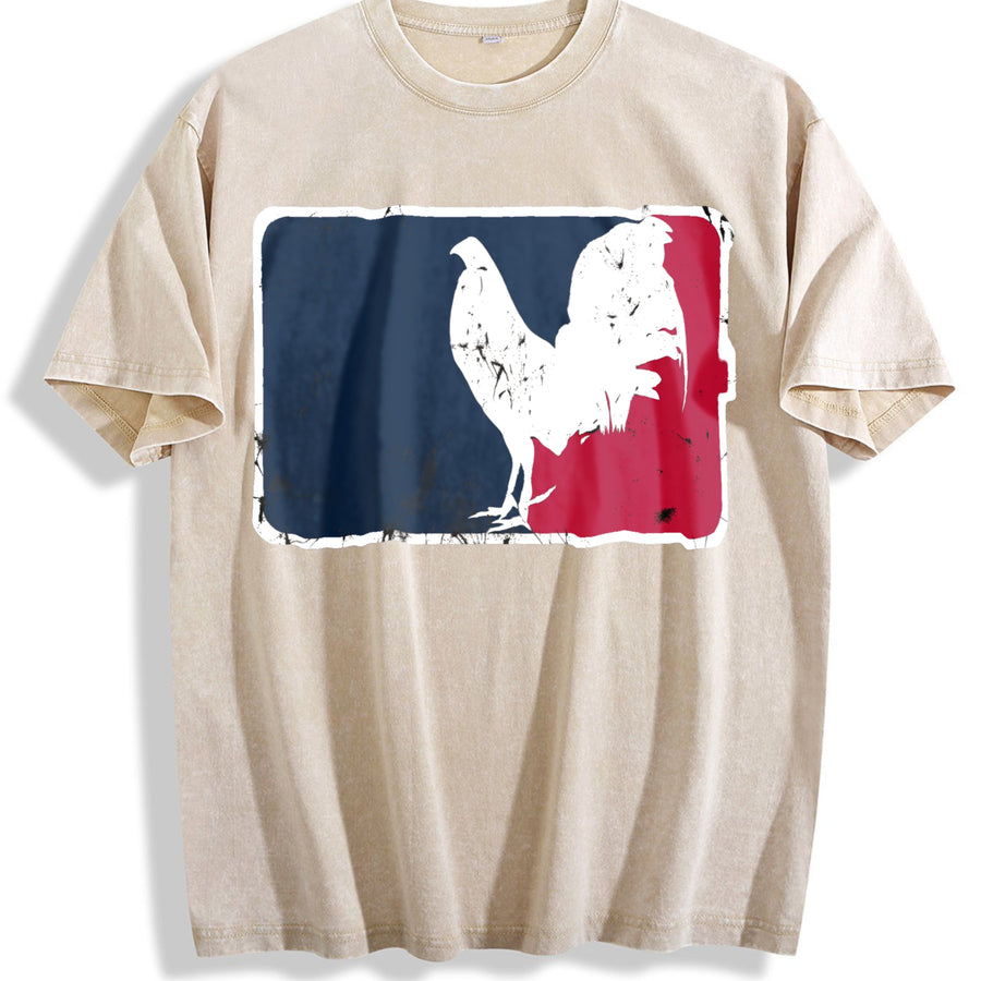 GameFowl Major League Rooster for Parties vintage washed oversized T-shirt in Beige