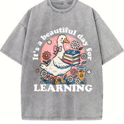It’s a Beautiful Day for Learning Vintage Washed T-Shirt in Gray