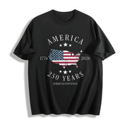America 250th Anniversary Cotton T-Shirt in Black