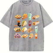 1pc Gourmet Burger Cola Vintage Washed T-Shirt in Gray