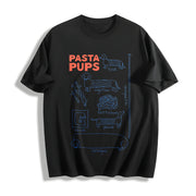 Pasta Pups Dachshund Cotton T-Shirt in Black