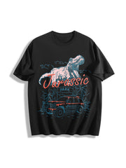 Jurassic Park Logo Dinosaur T-rex Cotton T-Shirt in Black