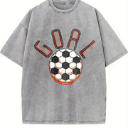 Goal Soccer Vintage Washed T-Shirt in Gray
