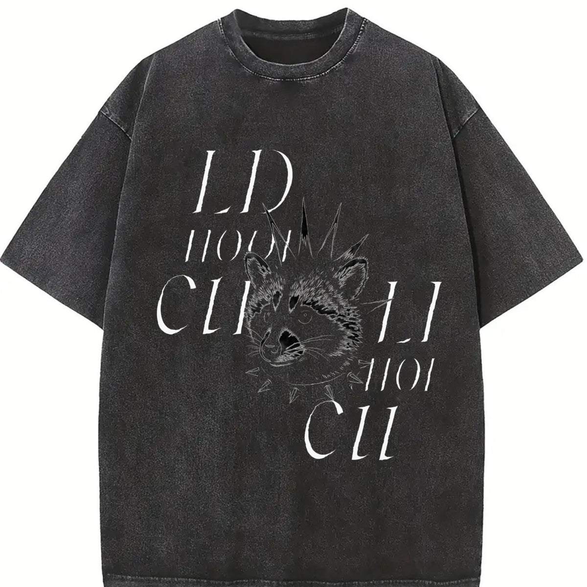Punk Raccoon ® Retro Y2k Punker Raccoon Vintage Washed T-Shirt in Black