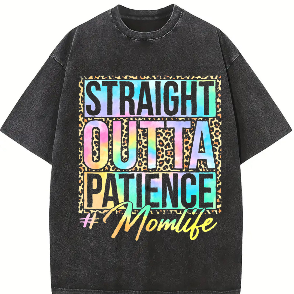 Outta Patience for Curvy Vintage Washed T-Shirt in Black