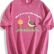 What If I'm Not Silly Enough? Goose Boxy Existential Vintage Washed T-Shirt in Red