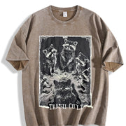 Trash Cult Raccoon Tarot Sleeveless Tank Vintage Washed T-Shirt in Brown