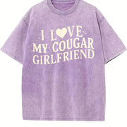 I Love My Cougar Girlfriend I Love My Girlfriend vintage washed oversized T-shirt in Purple