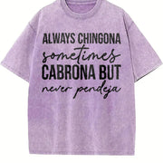 Short-sleeved Round-neck with a Mexican Vintage Washed T-Shirt in Purple