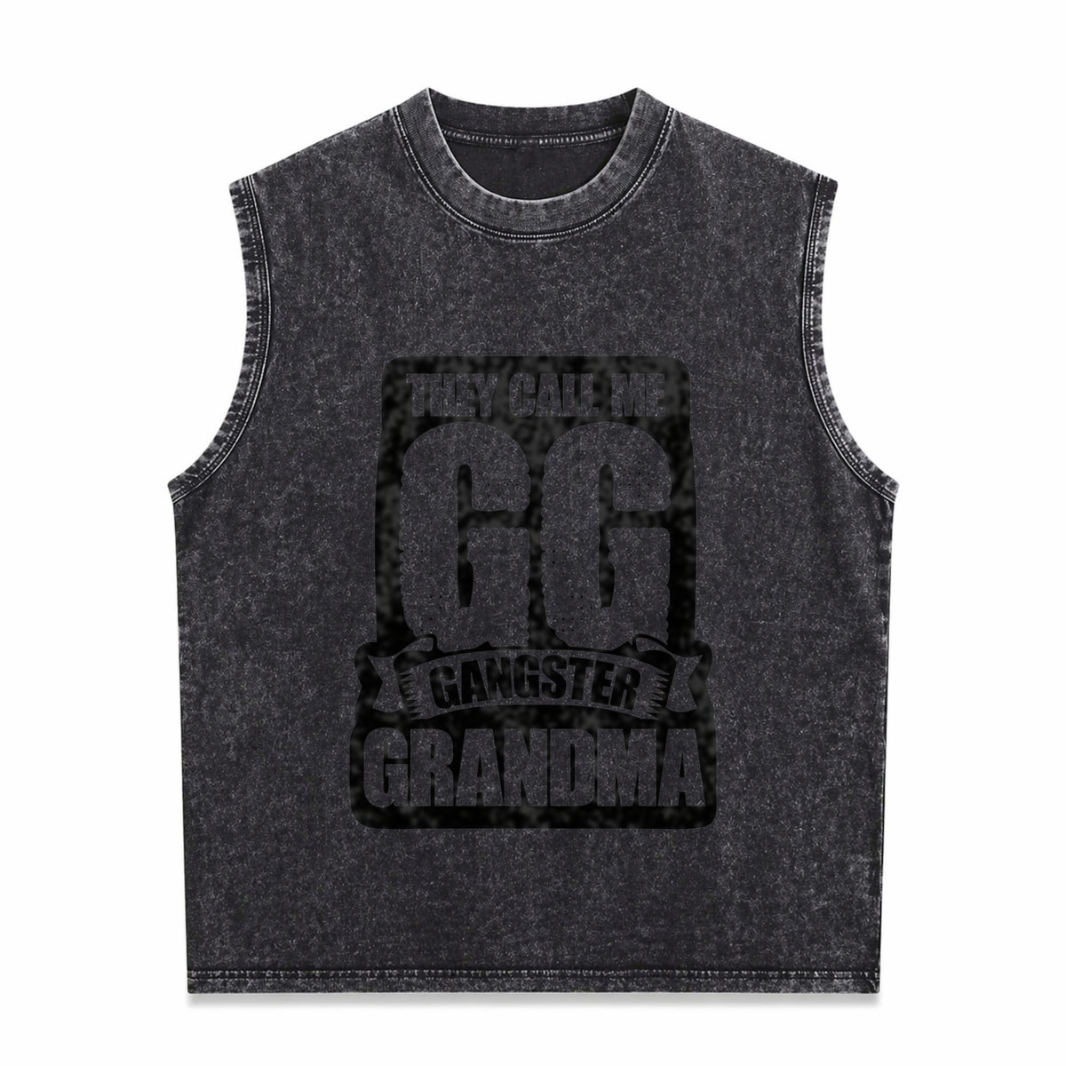They Call Me GG Gangster Grandma Vintage Washed Tank Top in Black