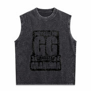 They Call Me GG Gangster Grandma Vintage Washed Tank Top in Black
