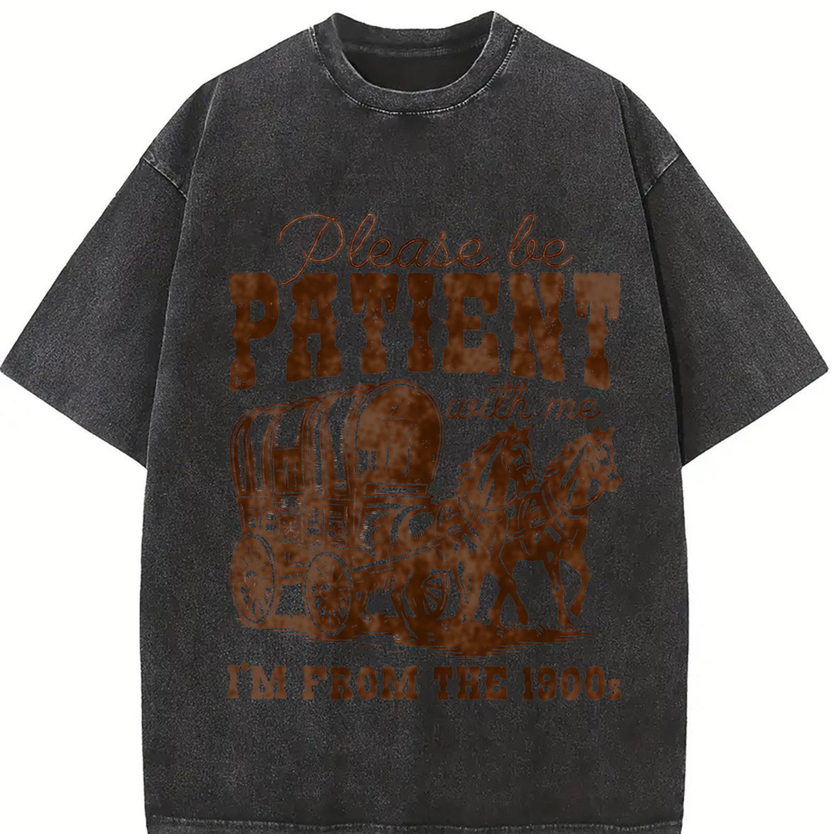 Please Be Patient with Me I'm from the 1900s Vintage Washed T-Shirt in Black