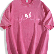 Stethoscope Bunny Ear Cute Heartbeat Easter Bunny Nurse Vintage Washed T-Shirt in Red