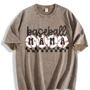 Baseball Mama Checkered Mama Vintage Washed T-Shirt in Brown
