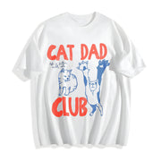 Cat Dad Cat Lover Cotton T-Shirt in White