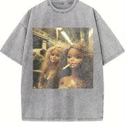 Glam Dolls Vintage Washed T-Shirt in Gray