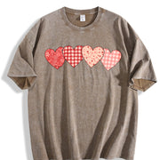 Floral Love Checkerboard Vintage Washed T-Shirt in Brown