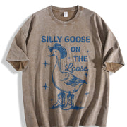Retro Silly Goose Silly Goose on the Loose Vintage Washed T-Shirt in Brown