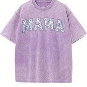 Toile Floral Mama Cute Mama Vintage Washed T-Shirt in Purple