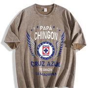 Papa Chingon Cruz Azul Soccer Vintage Washed T-Shirt in Brown