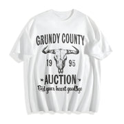 Grundy County Auction Inspired Concert Cotton T-Shirt in White