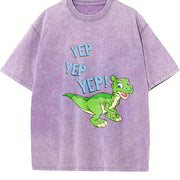 Yep Yep Yep Ducky Dinosaur vintage washed oversized T-shirt in Purple