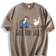 Retro Silly Goose 90s Vintage Washed T-Shirt in Brown