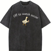 Off to Watch Soccer Goose vintage washed oversized T-shirt in Black