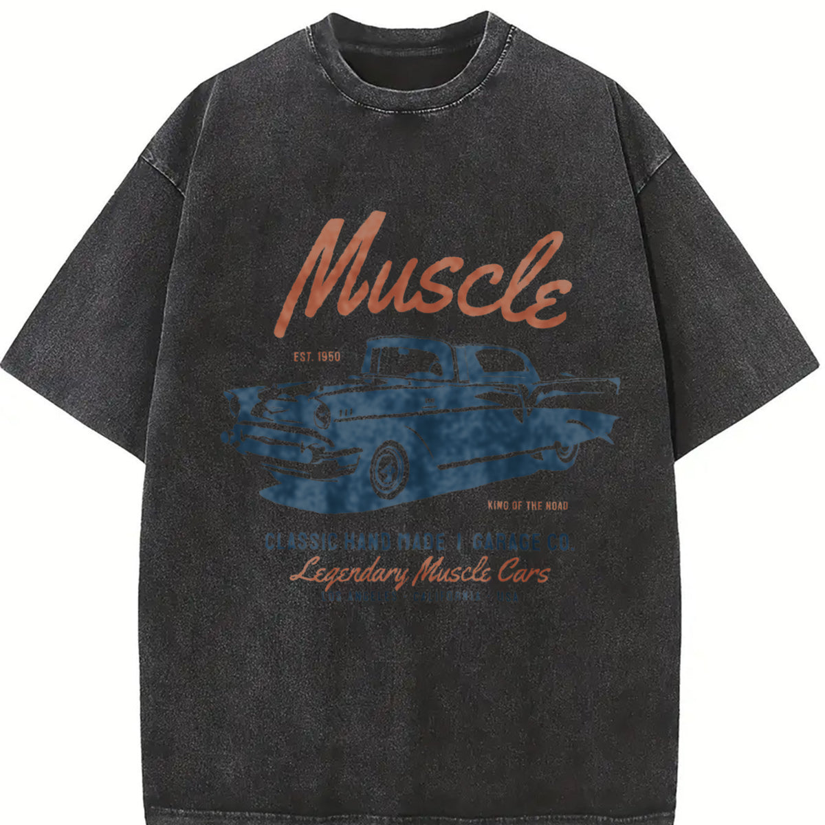 Retro Original Hot Rod Car Retro Distressed Vintage Washed T-Shirt in Black