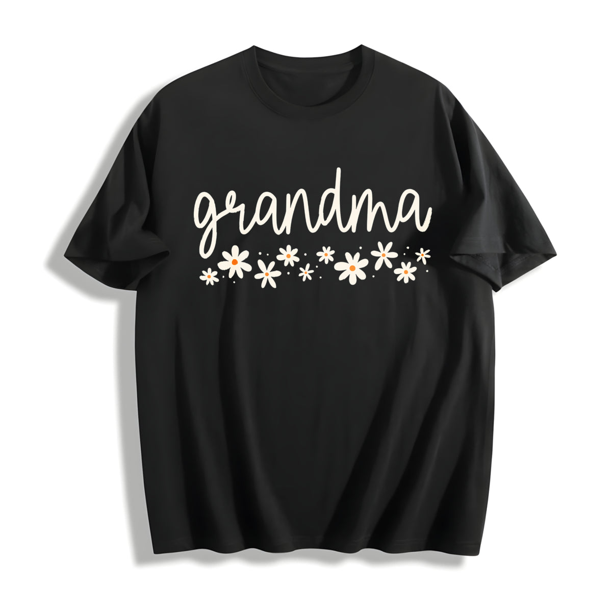 Daisy Grandma New Grandma Cotton T-Shirt in Black