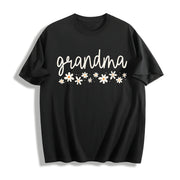 Daisy Grandma New Grandma Cotton T-Shirt in Black