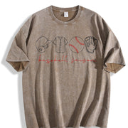 Baseball Season Game Day Baseball Vintage Washed T-Shirt in Brown
