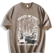 PEACE OF GOD Vintage Washed T-Shirt in Brown