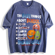 Annoying Orange Crack The Best Things About School-- vintage washed oversized T-shirt in Blue