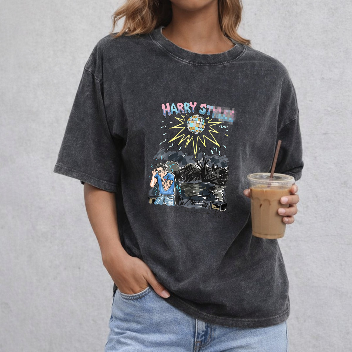 Kiss All The Time Disco Occasionally vintage washed oversized T-shirt in Black