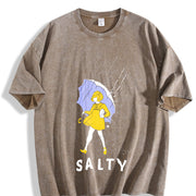 Salty Rain Girl Vintage Washed T-Shirt in Brown