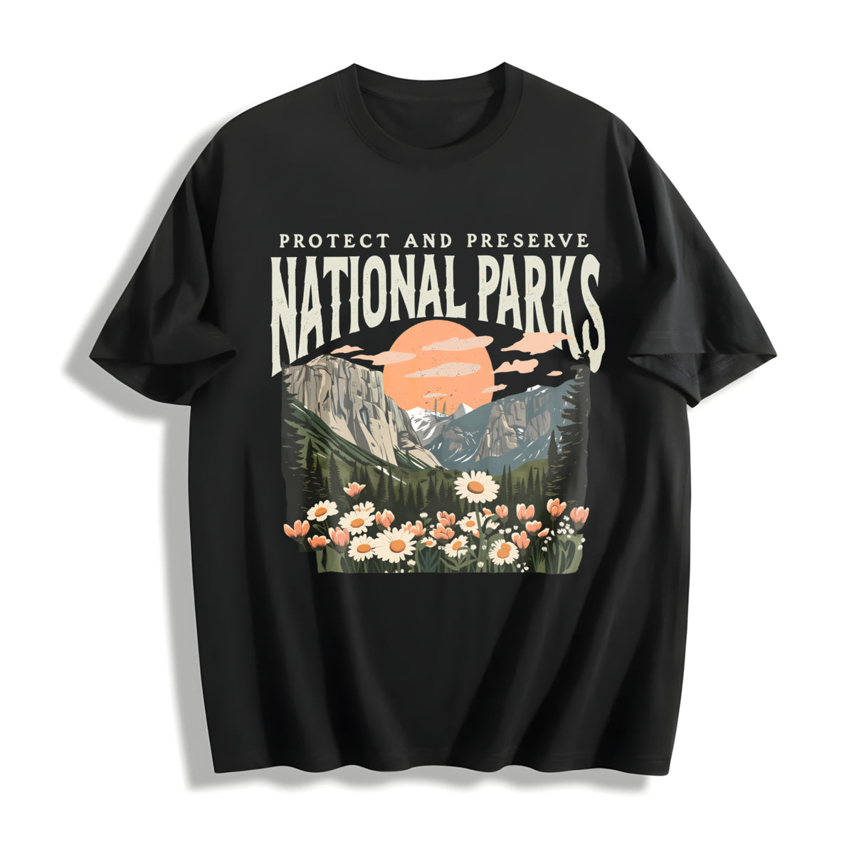 National Parks Nature Lover Cotton T-Shirt in Black