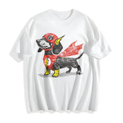 Dachshund Superhero Cotton T-Shirt in White